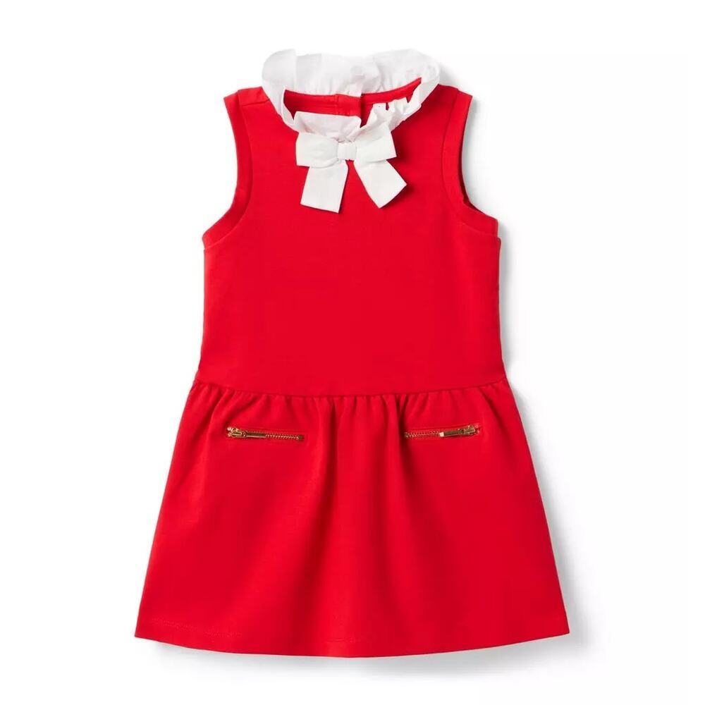 Janie and Jack The Café Dress Cotton Blend True Red Size 3